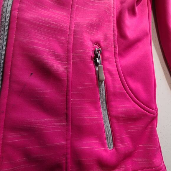 Reebok Bright Pink Hooded Fleece Lined Zip up Coat Jacket Girls L 14/16 2604 - Picture 9 of 14